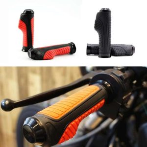Spyker Universal 7/8" Motorcycle Handlebar Grips | Anti-Skid Aluminum & Soft Rubber Hand Grips for Touring & Commuter Bikes | Red & Black