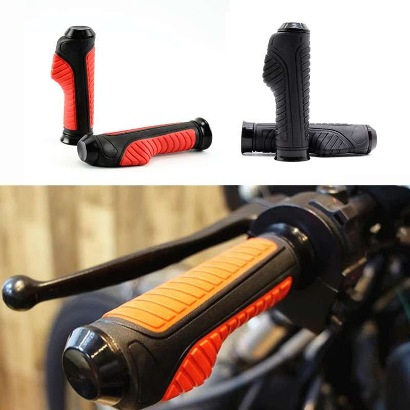 Spyker Universal 7/8" Motorcycle Handlebar Grips | Anti-Skid Aluminum & Soft Rubber Hand Grips for Touring & Commuter Bikes | Red & Black