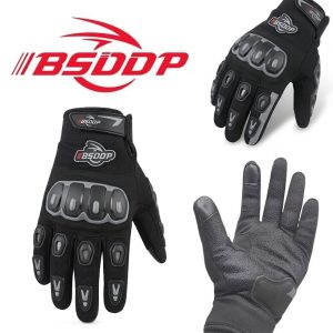 BSDDP Unisex Motorcycle Riding Gloves – Touchscreen Friendly, Breathable All-Season Protection with Knuckle Shield for Bike Racing & Riding (Black)