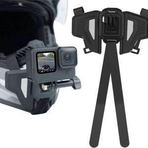 BSDDP 2nd Gen Motorcycle Helmet Chin Mount for Action Cameras – Flexible Strap Clamp Holder for GoPro Hero 12/11/10, Insta360 X3/X4/Ace Pro, DJI Action 4/Osmo Pocket 3